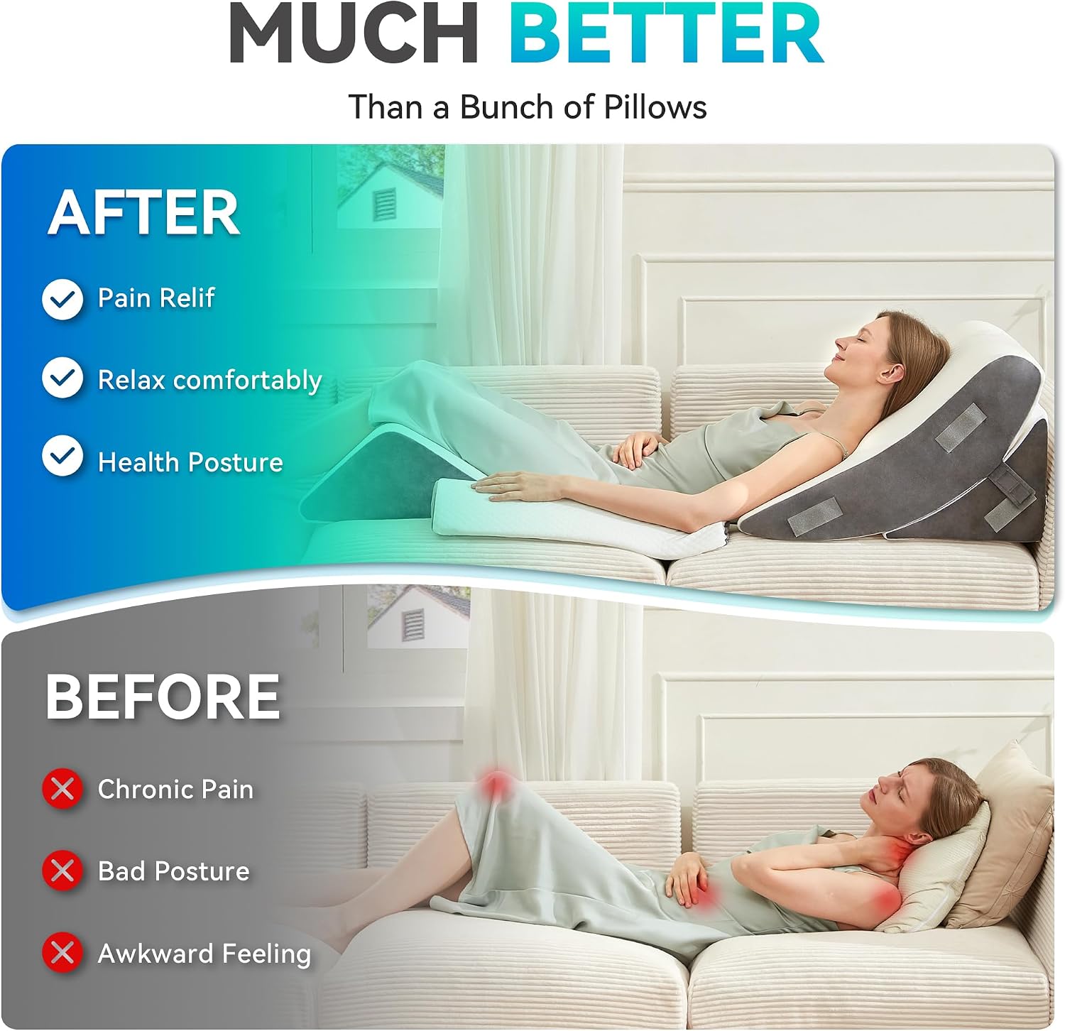 Bdeus 4PCS Bed Wedge Pillow Post Surgery, Orthopedic Sleeping Wedge Pillow Set for Back, Neck and Leg, Acid Reflux, GERD, Memory Foam Supp…