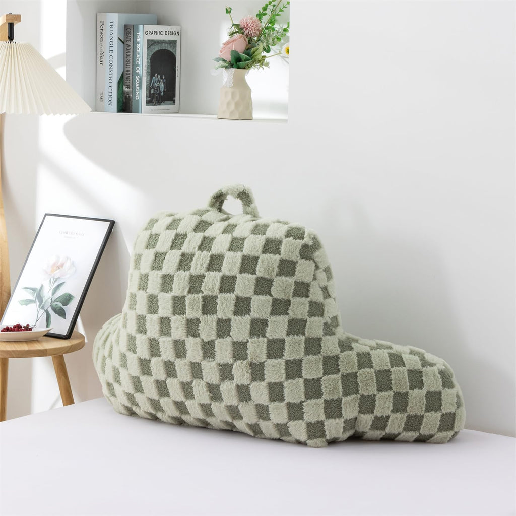 Holawakaka Checkered Reading Pillow for Sitting up in Bed, Lounging, Reading, Working on Laptop, Watching TV, Women Teens Kids Backrest Pil…