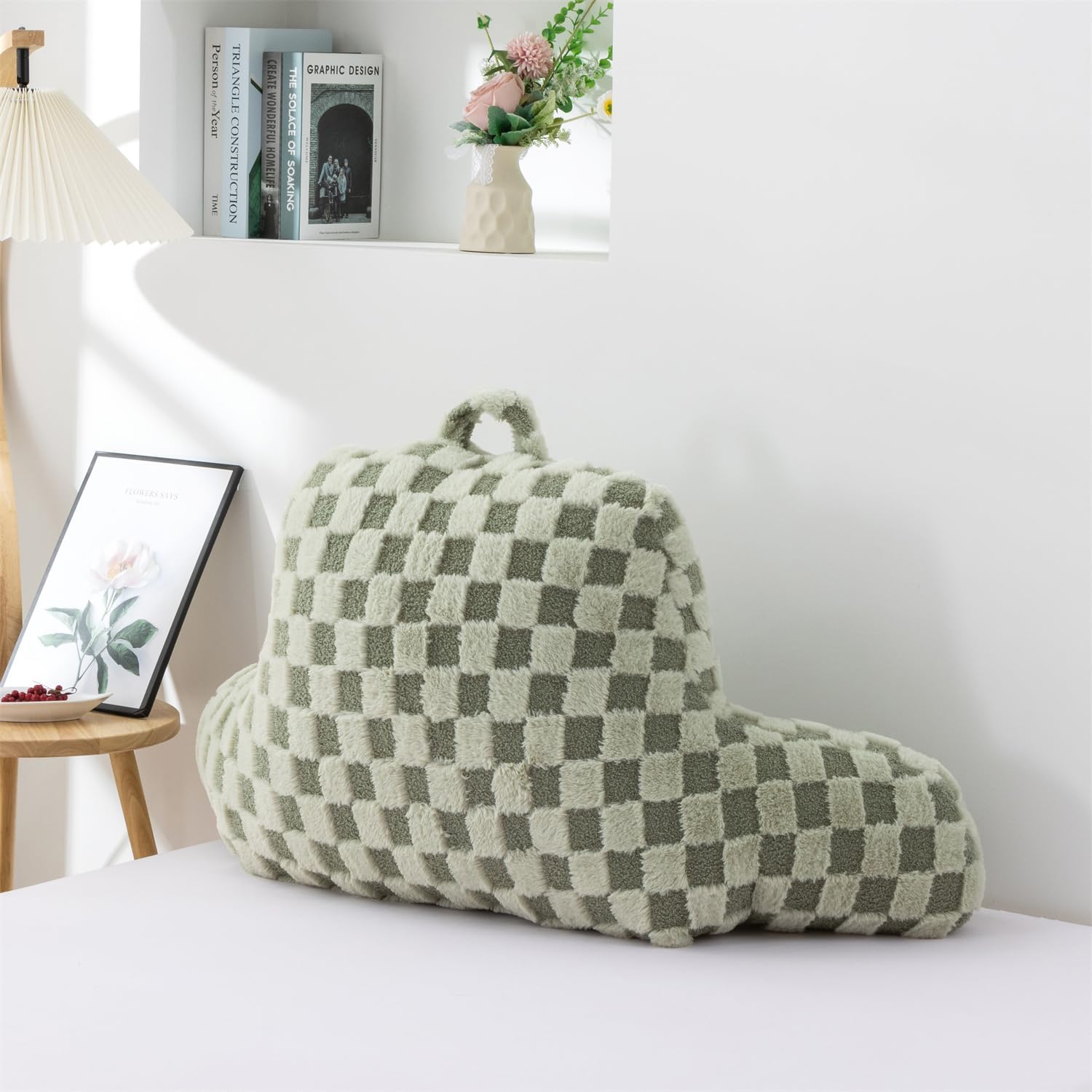 Holawakaka Checkered Reading Pillow for Sitting up in Bed, Lounging, Reading, Working on Laptop, Watching TV, Women Teens Kids Backrest Pil…
