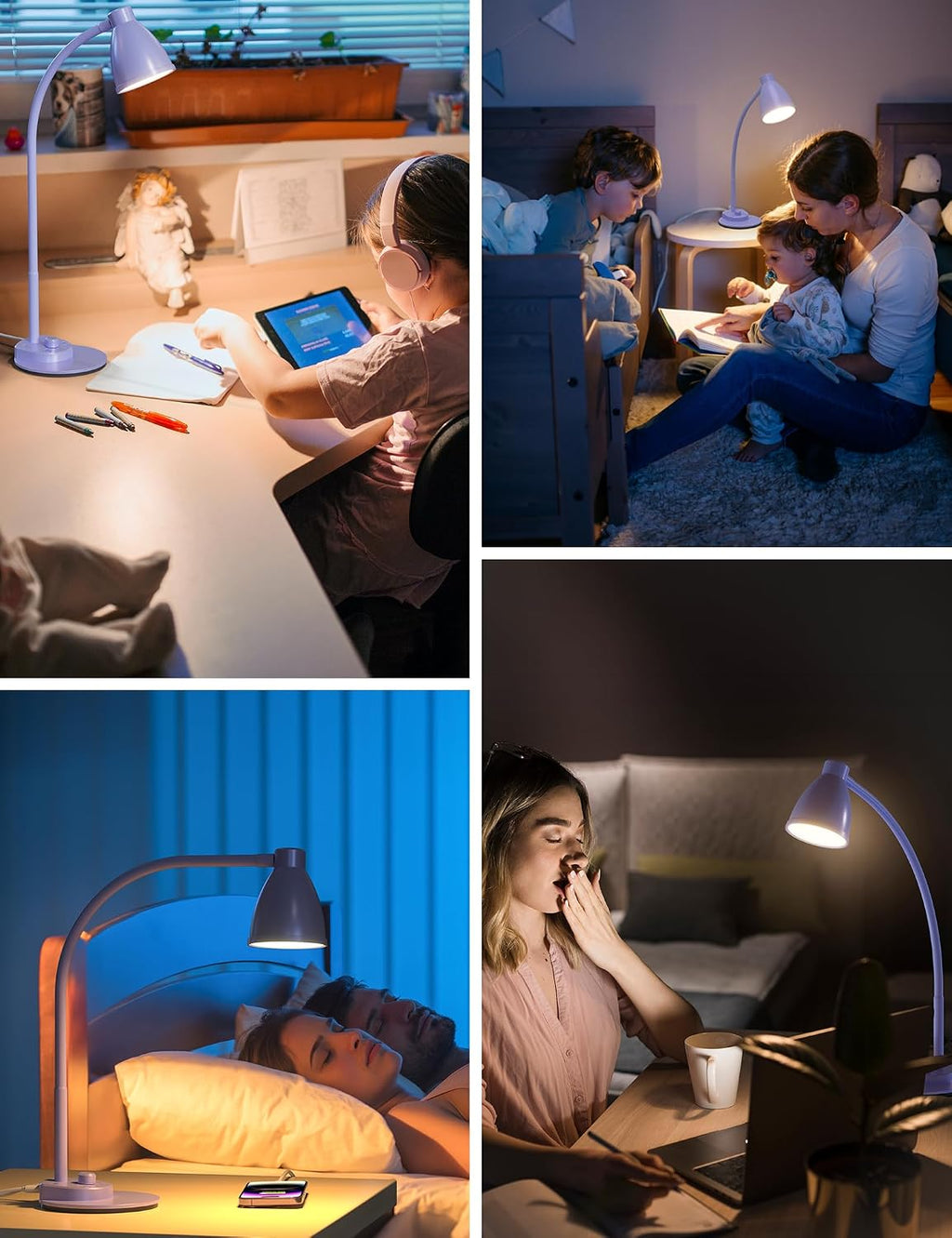 BOHON LED Desk Lamp with USB Charging Port, 3 Color Modes Fully Dimmable Reading Lamp, Auto Dimming Task Lamp, Flexible Neck Table Light…