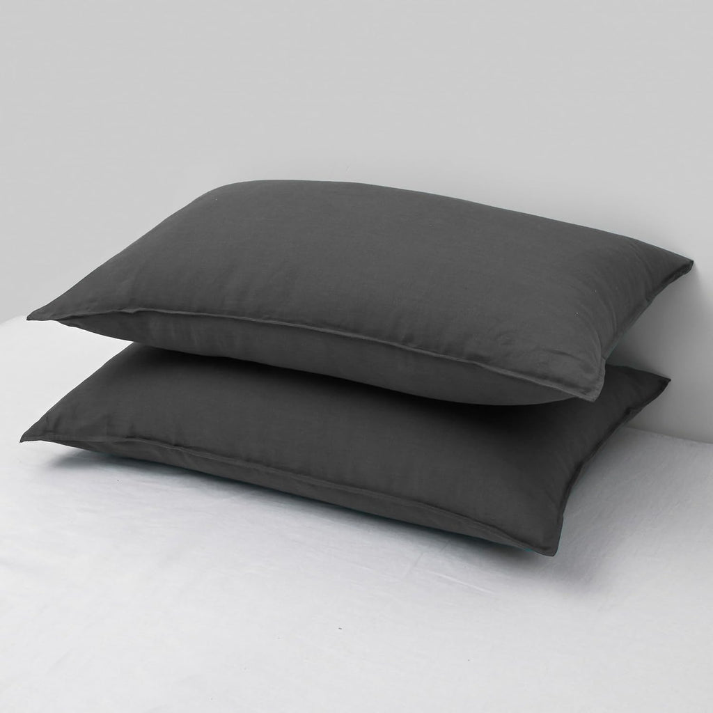 Chuffed Linen Pillow Cases 2 Pack 100% Linen King Size Pillowcases, Breathable and Cooling Washed Pillow Shams with Zipper Closure, 20x36 I…