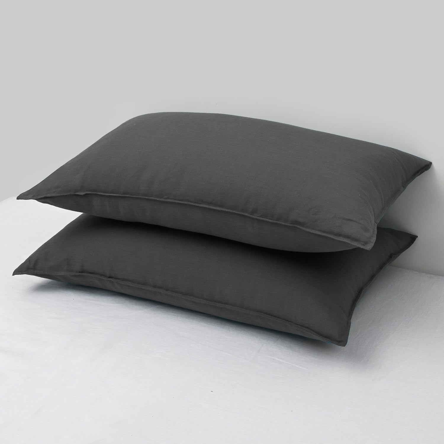 Chuffed Linen Pillow Cases 2 Pack 100% Linen King Size Pillowcases, Breathable and Cooling Washed Pillow Shams with Zipper Closure, 20x36 I…