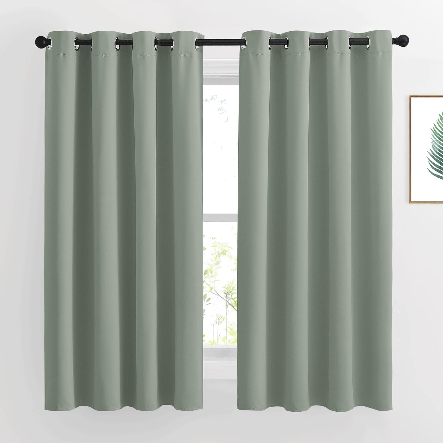 Nicetown Blackout Sage Green Curtains & Drapes for Bedroom - Grommet Top Thermal Insulated Room Darkening Light/Sound Blocking Privacy Drap…