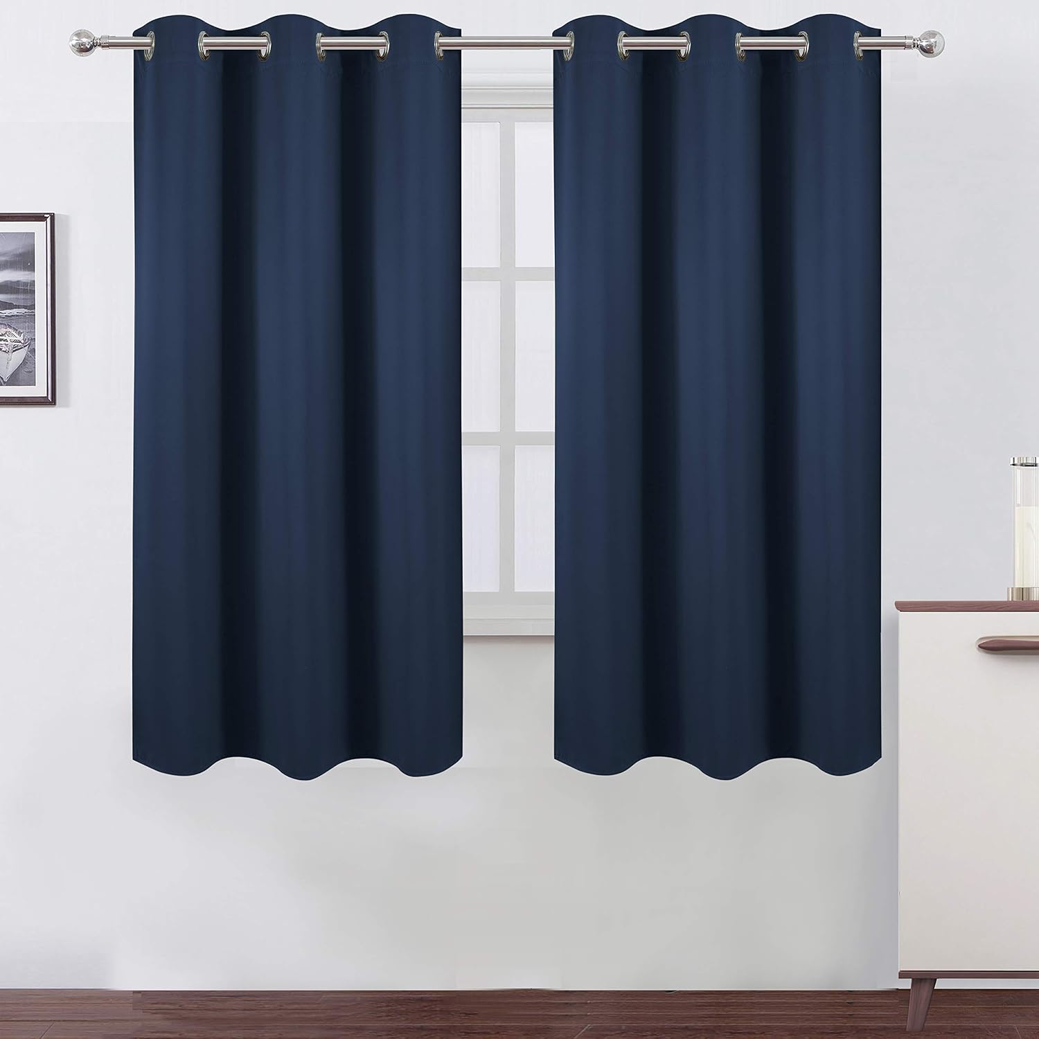 Lemomo Navy Blue Blackout Curtains 42 x 63 Inch Length/Set of 2 Curtain Panels/Thermal Insulated Room Darkening Blackout Curtains for Bedro…