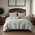 Simple&Opulence 100% Washed Linen Duvet Cover Set 88"x92" - 3 Pieces Soft Farmhouse Comforter Set Double Embroidered with Button Closure…
