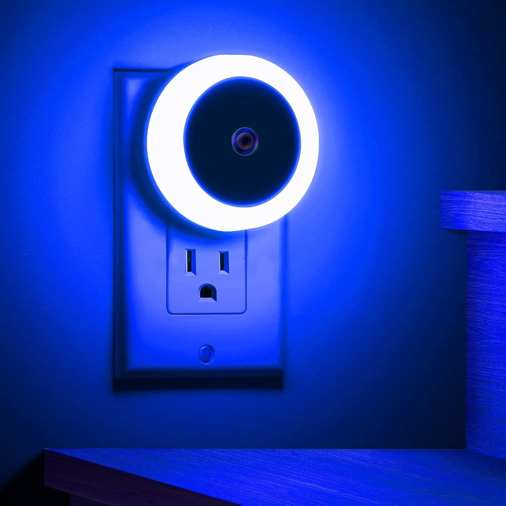 WelcometoBriigniteenjoyyourtimehere Briignite Blue Night Light, LED Night Lights for Kids, 4 Pack Plug in Night Light, Hallway Lights, Wall…