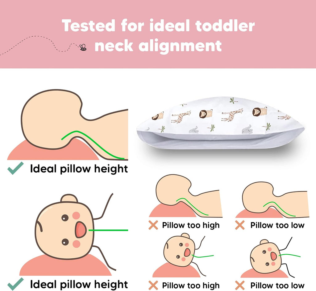 Toddler Pillow with Pillowcase - 13x18 My Little Dreamy Kids Travel Bed Pillows for Sleeping, Organic Cotton Small Pillowcase, Soft &…
