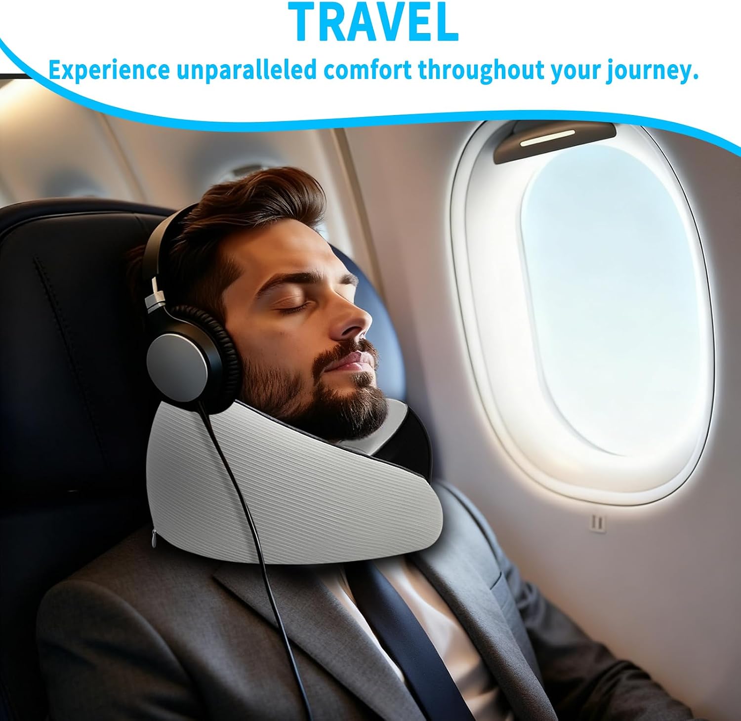 StayCoolThisSummer Travel Pillow for Airplane - 360°Support Ergonomic Raised-Edge Designed, 100% Memory Foam Neck Pillow - for Traveling &…