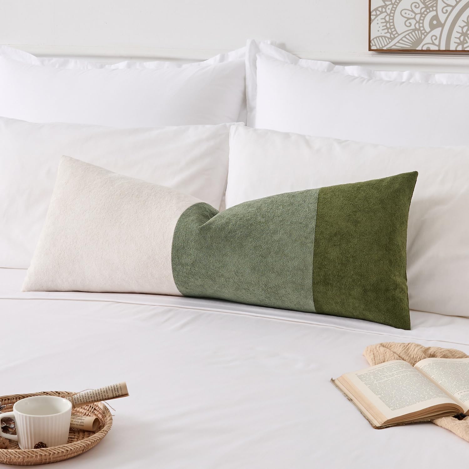 KevinTextile Kevin Textile Spring 14x36 Inch Long Lumbar Cover 1 Pack Three-Colour Patchwork Soft Textured Waterproof Rectangle Cushion Ele…