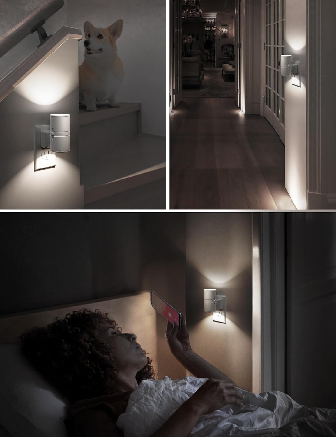 L LOHAS LED Bright Night Light, Night Lights Plug into Wall, Daylight White, Dimmable Nightlight Plug in White Shade, Light Sensor…