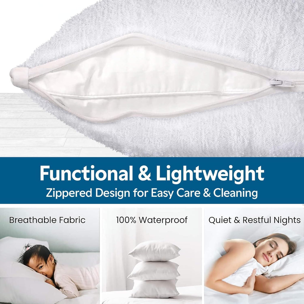 Guardmax Terry Cotton Waterproof 24x24 Size - Zippered Bed Bug Pillow Protector 2 Pack - Hypoallergenic Pillow Case Cover Protects from…