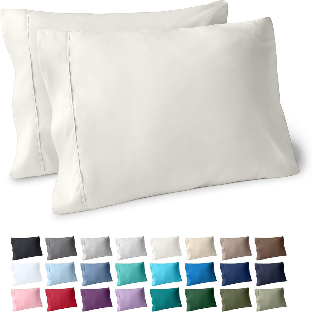 BareHome Bare Home Microfiber Pillow Cases - Standard/Queen Size Set of 2 - Cooling Pillowcases - Double Brushed - Ivory Pillowcases 2 Pack…