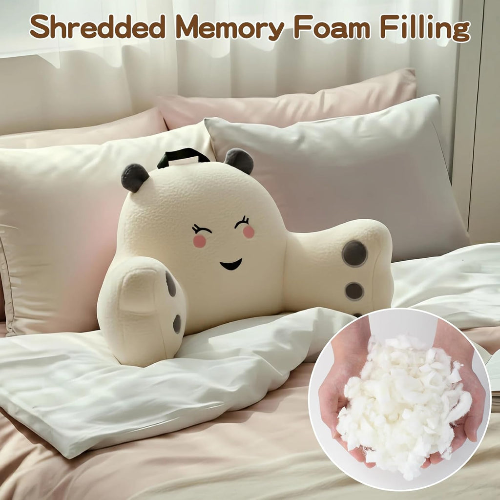 Ajicong Reading Pillow for Sitting in Bed Couch Teens/Adult, Back Rest Pillow for Sitting Up in Bed with Shredded Memory Foam, Includes Arm…