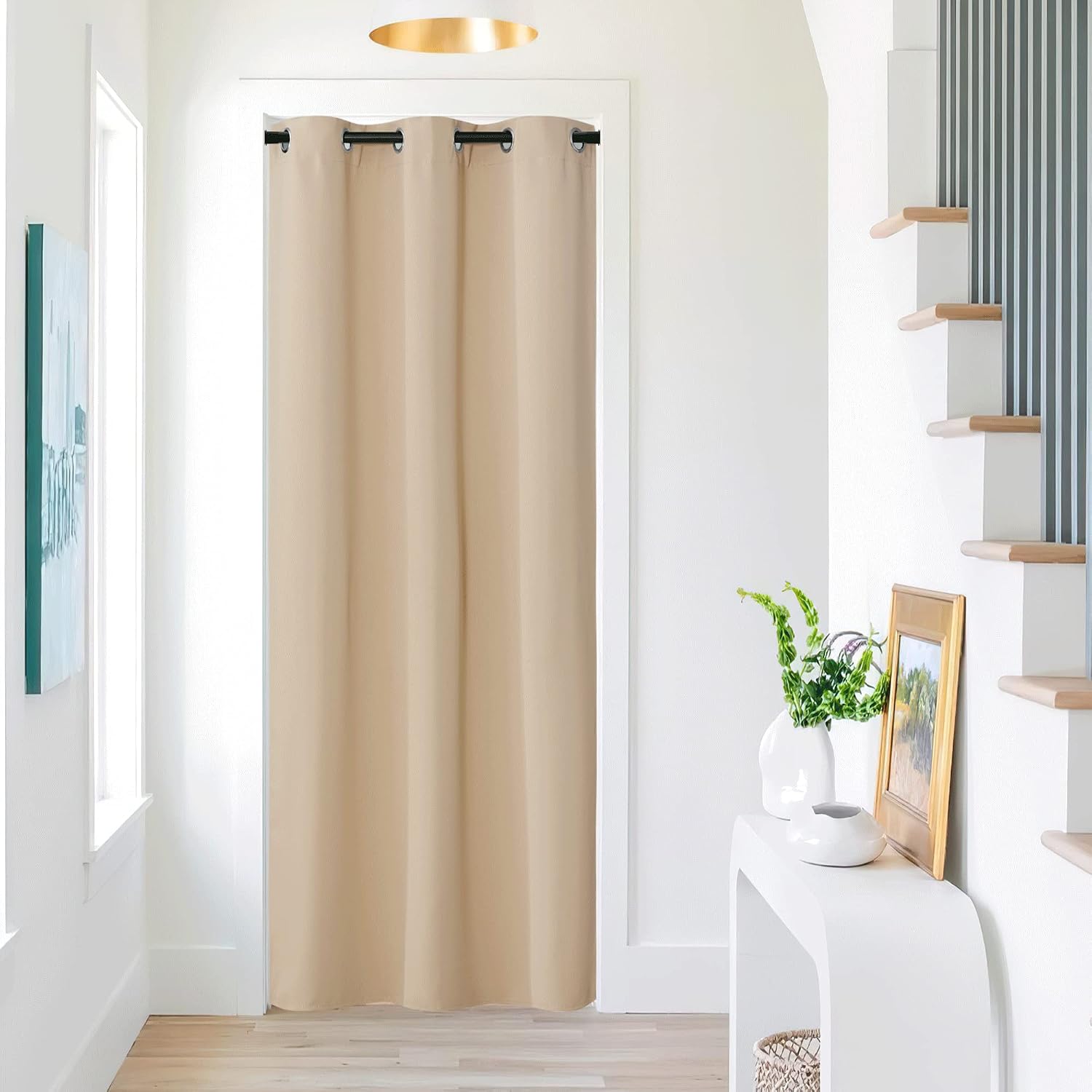 Nicetown Temporary Door Window Curtain, Privacy Doorway Curtain for Room Divide Grommet Portable Closet Thermal Insulated Accordian Door Cu…