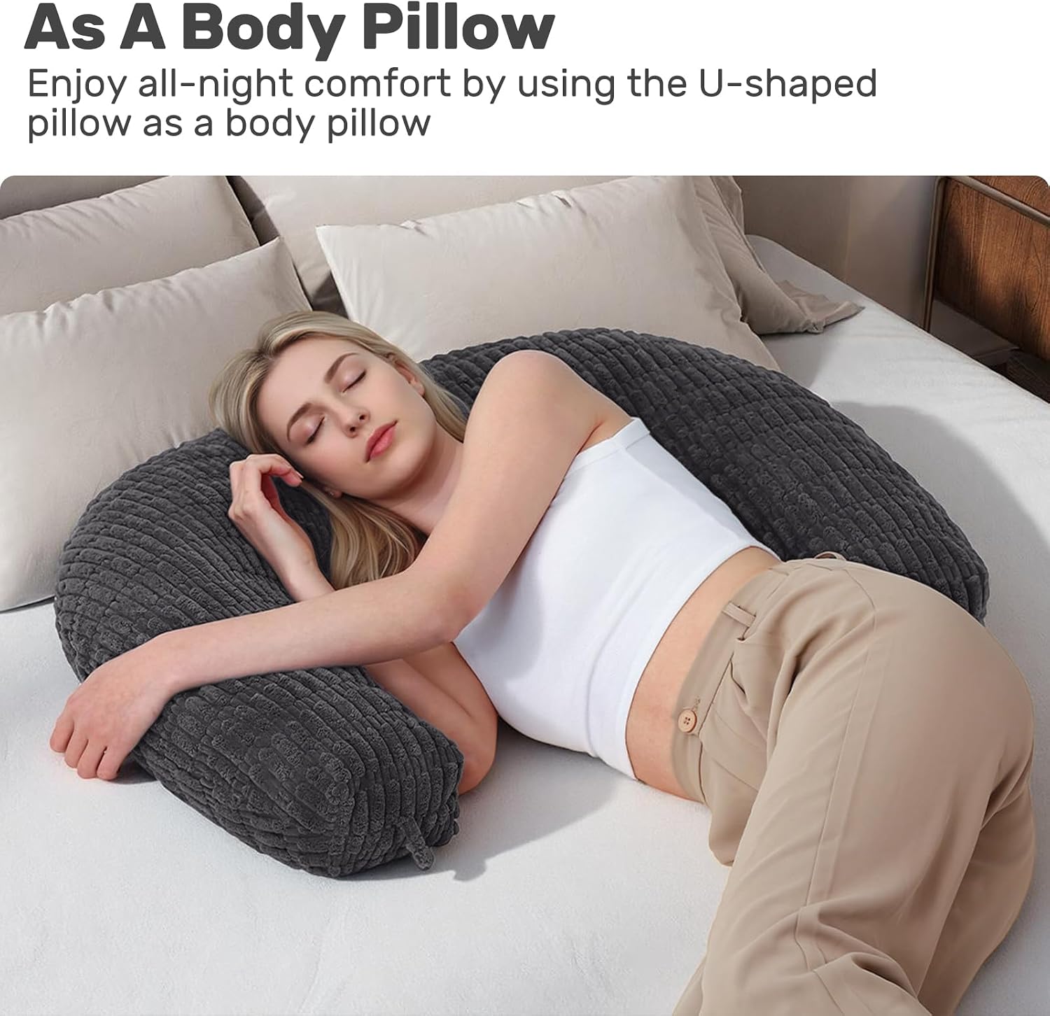 Reading Pillow for Bed, Bed Pillow for Sitting Up, Backrest Pillows with Arms for Adult, Back Support Pillows for Sleeping, Reading and…