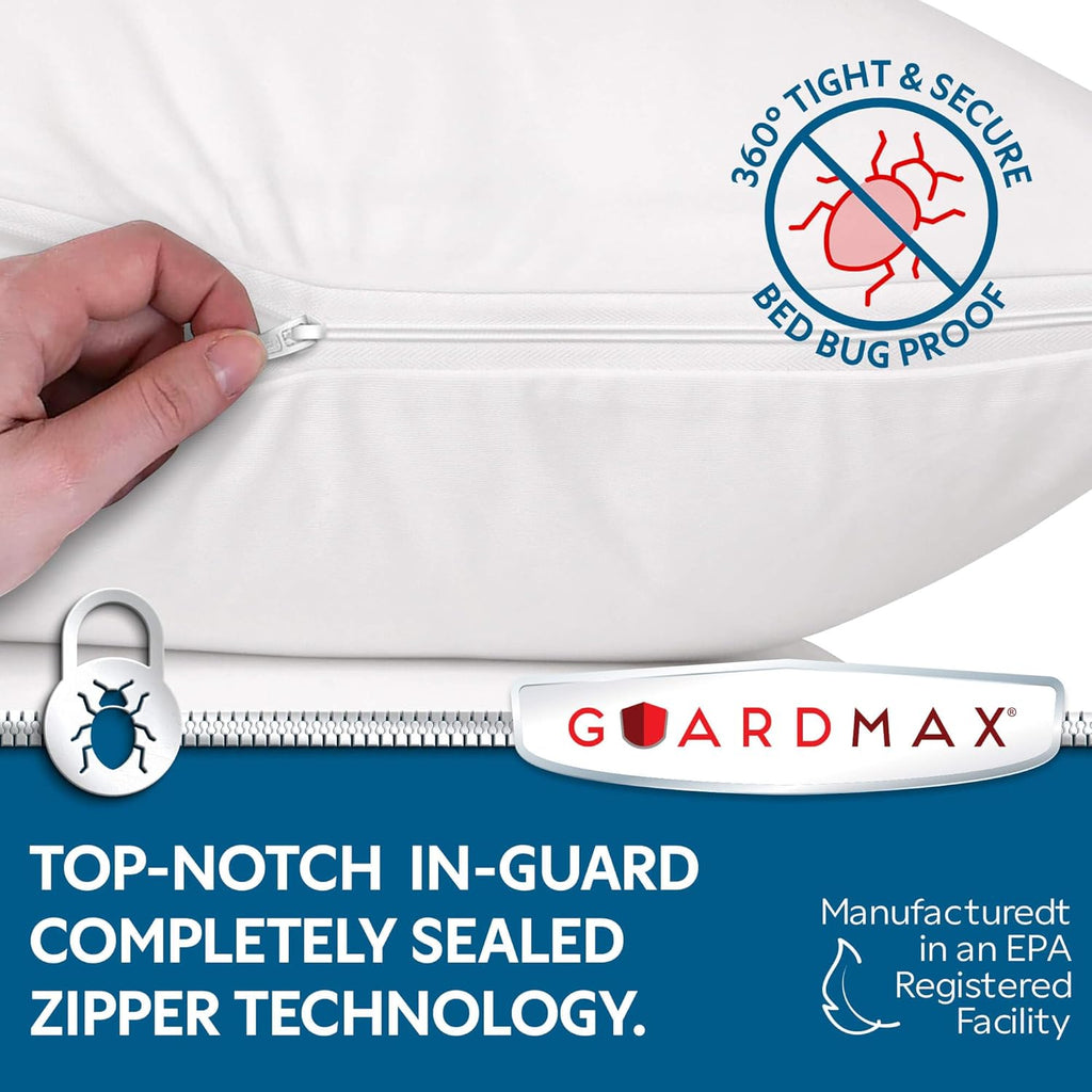 Guardmax Jersey Knitted Pillow Protector with Zipper Body Size - 100% Waterproof, Bed Bug Proof, Dust Mite Proof, & Hypoallergenic Pillow C…