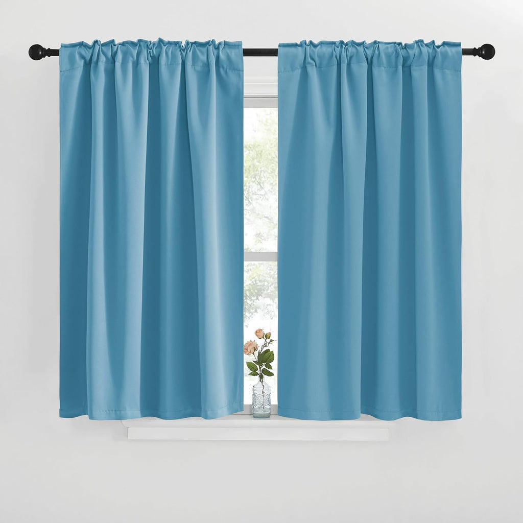 NICETOWN Blackout Window Curtains for Camper - (Teal Blue Color) 42x40 Inch, 2 Panels Set, Thermal Insulated Room Darkening Blackout…