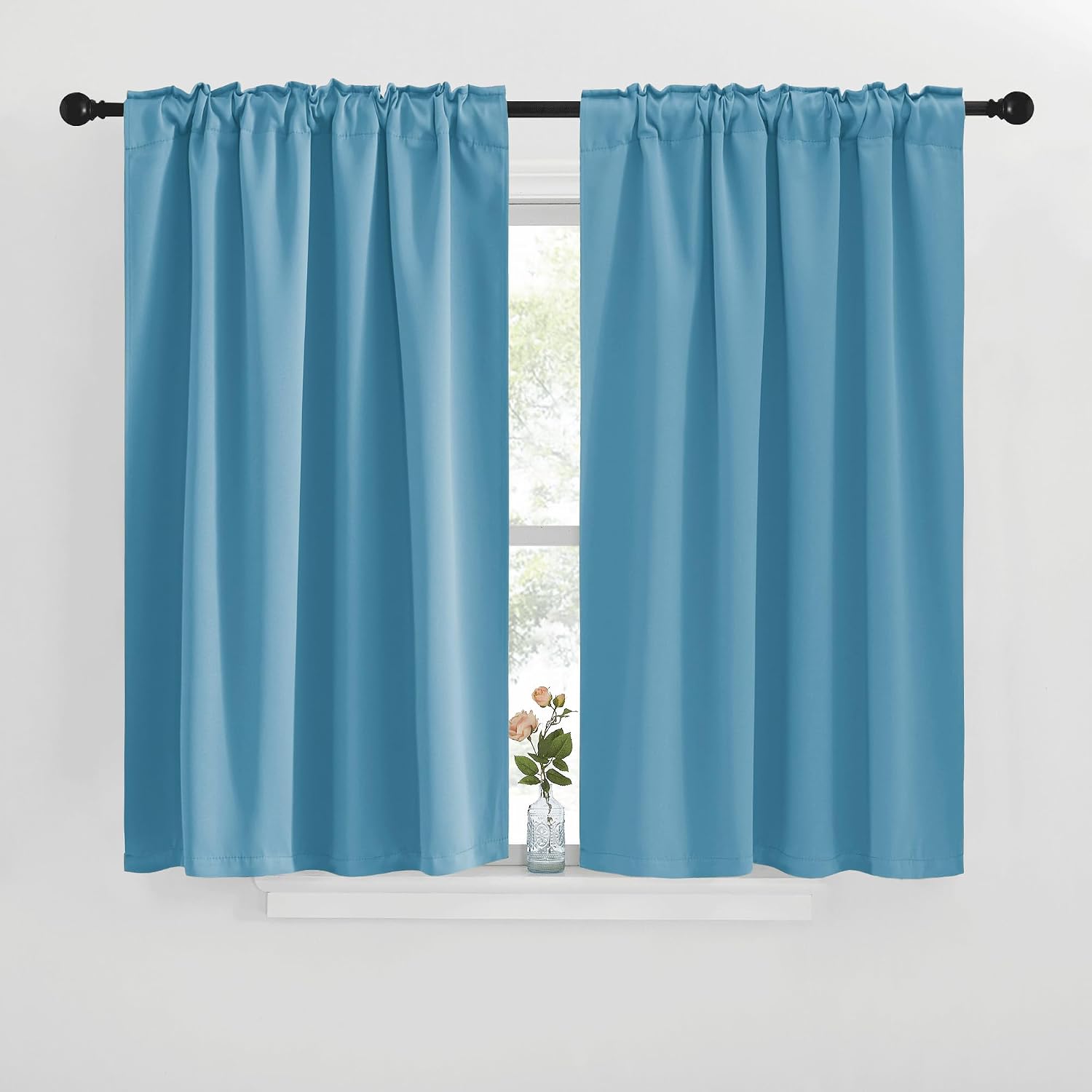 NICETOWN Blackout Window Curtains for Camper - (Teal Blue Color) 42x40 Inch, 2 Panels Set, Thermal Insulated Room Darkening Blackout…