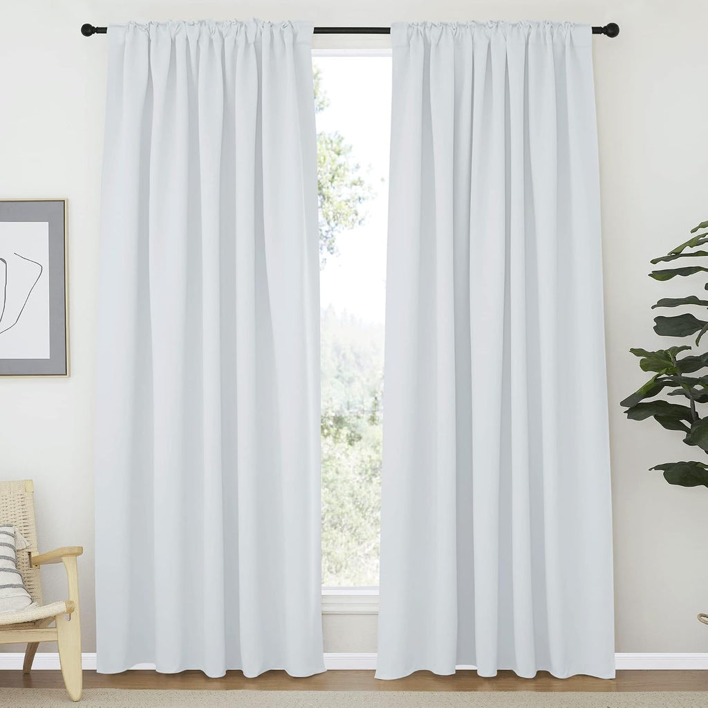 Nicetown Living Room Darkening Curtain Drapes - (Cloud Grey Color) W70 x L84, Set of 2, Room Darkening Window Treatment Drapery Panels Grey
