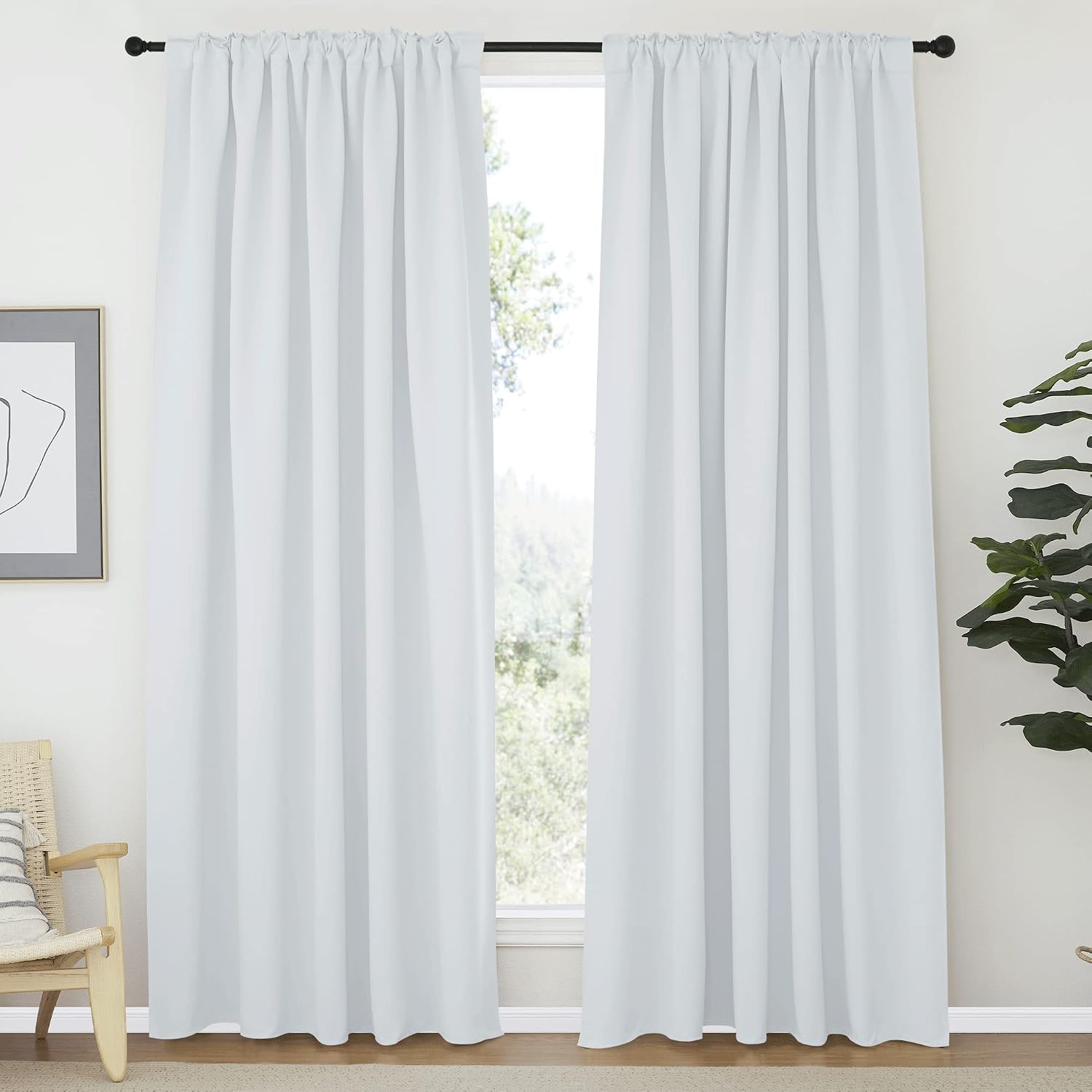 Nicetown Living Room Darkening Curtain Drapes - (Cloud Grey Color) W70 x L84, Set of 2, Room Darkening Window Treatment Drapery Panels Grey