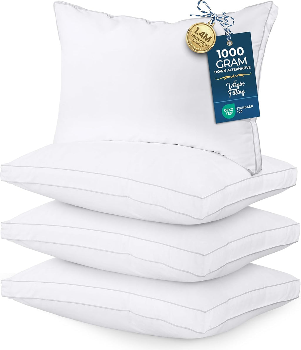 Utopiabedding Utopia Bedding Bed Pillows for Sleeping Queen Size (White), Set of 4, Soft & Fluffy Pillow with Down Alternative Filling, Coo…
