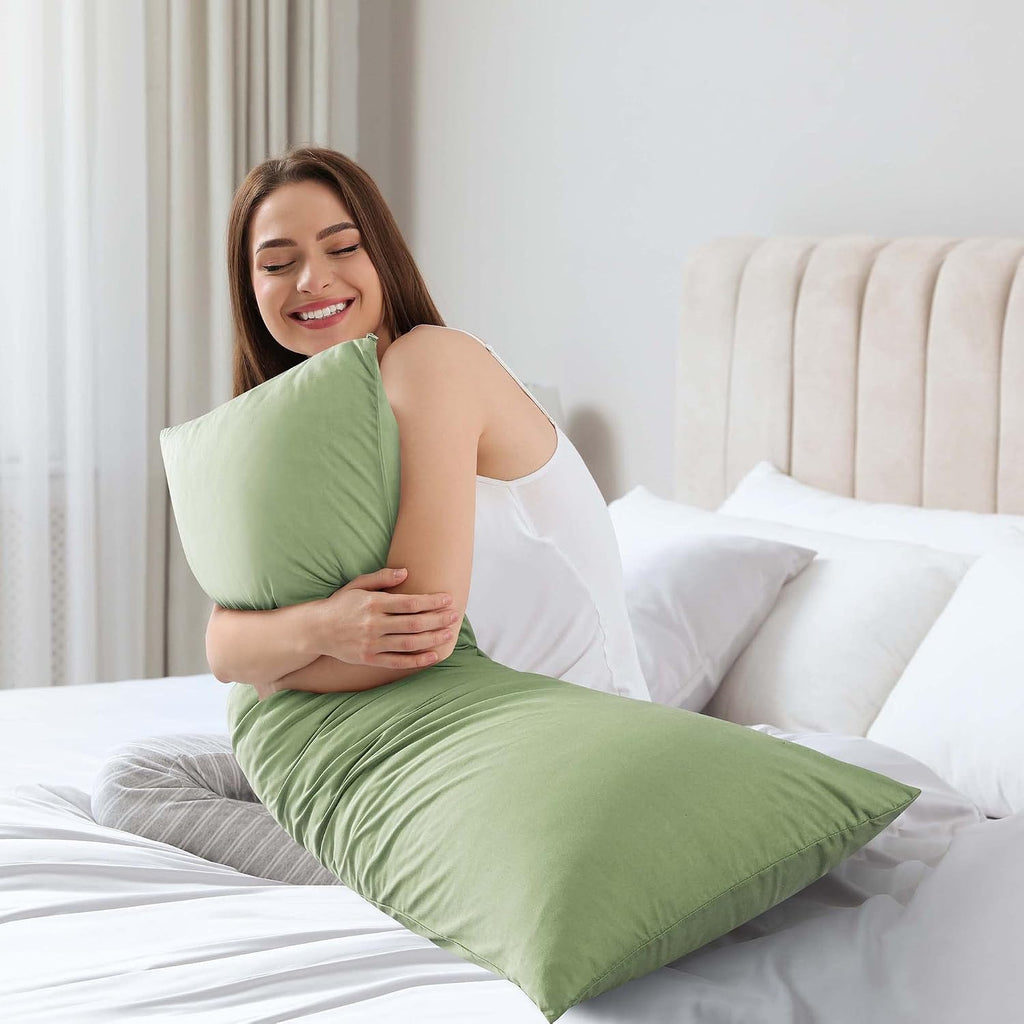 WhatsBedding Memory Foam Body Pillow with Breathable Zippered Cotton Cover, Full Body Pillow for Adults, Long Pillow for Sleeping, Firm Pil…