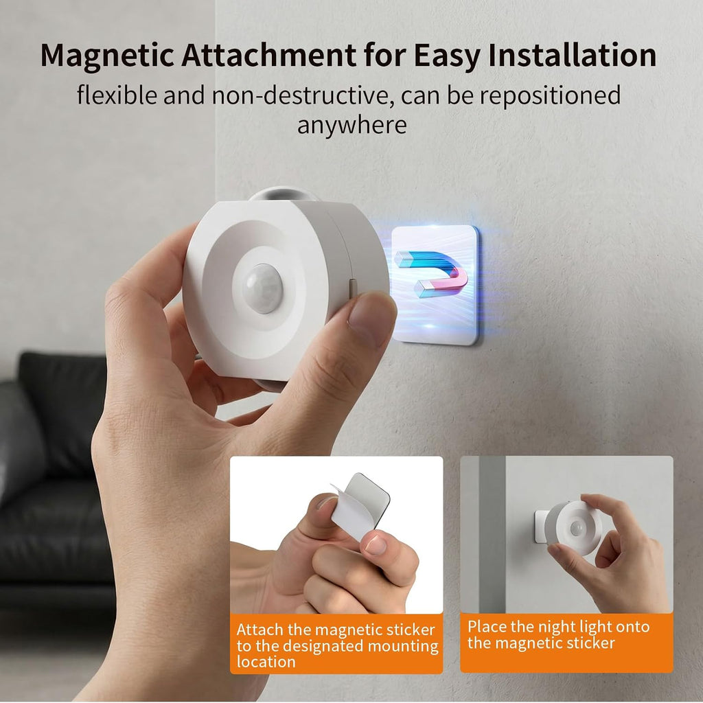 Horta Rechargeable Motion Sensor Night Light 4 Pack, Dimmable LED Night Lights with 4 Modes & 3 Color Temperatures, Magnetic Stick-On…