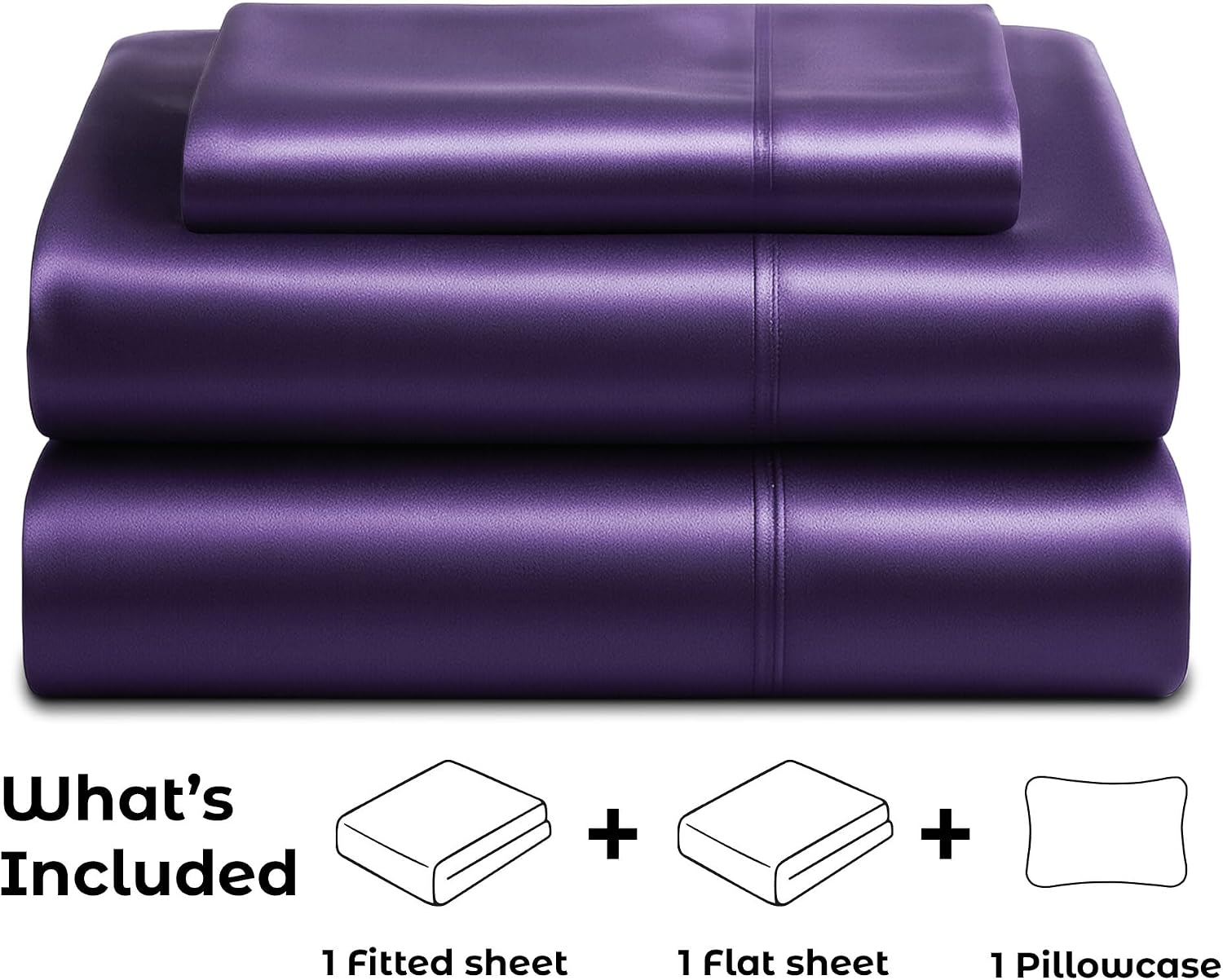PureBedding Pure Bedding Satin Sheets Twin [3-Piece, Purple] Hotel Luxury Silky Bed Sheets - Extra Soft 1800 Microfiber Sheet Set, Wrinkle,…