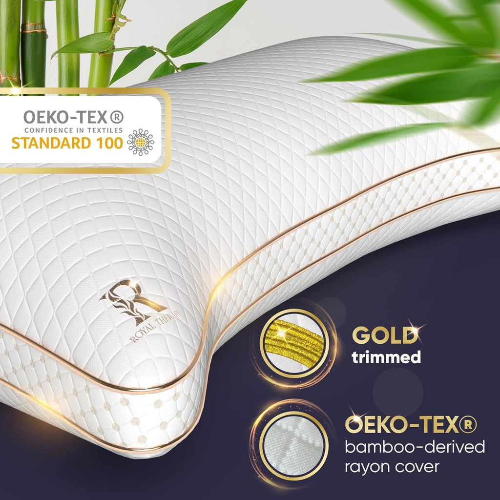 Royaltherapy Royal relaxation Queen Memory Foam Pillow, Adjustable Shredded Odor-Free Cut-Out Bed Pillow for Neck & Shoulder, Breathable…