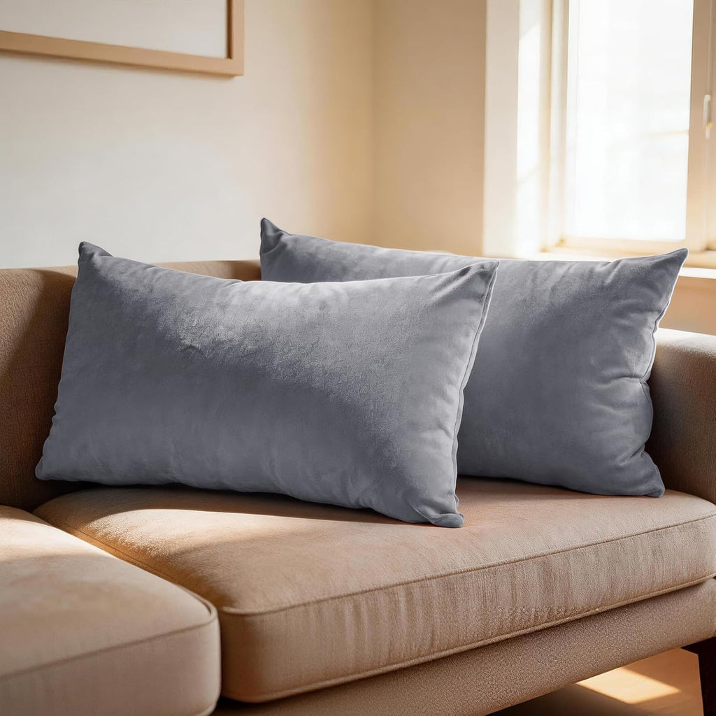 Edegen Edegen Silver Grey Velvet Throw Pillow Covers 20x12 Inch Pack of 2 Soft Decorative Square Cushion Covers Modern Luxury Home D…