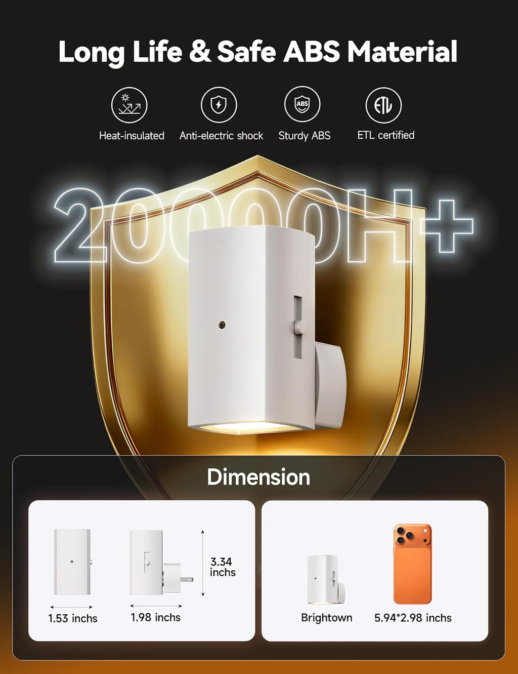 Brightown 2 Pack White Night Lights Plug into Wall, Modern Night Light with Rotating Plug, Dusk to Dawn Sensor, 0-100LM Stepless Dimming…