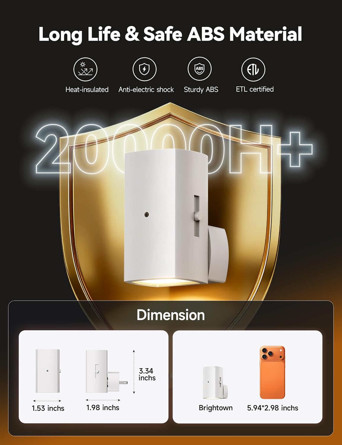 Brightown 2 Pack White Night Lights Plug into Wall, Modern Night Light with Rotating Plug, Dusk to Dawn Sensor, 0-100LM Stepless Dimming…