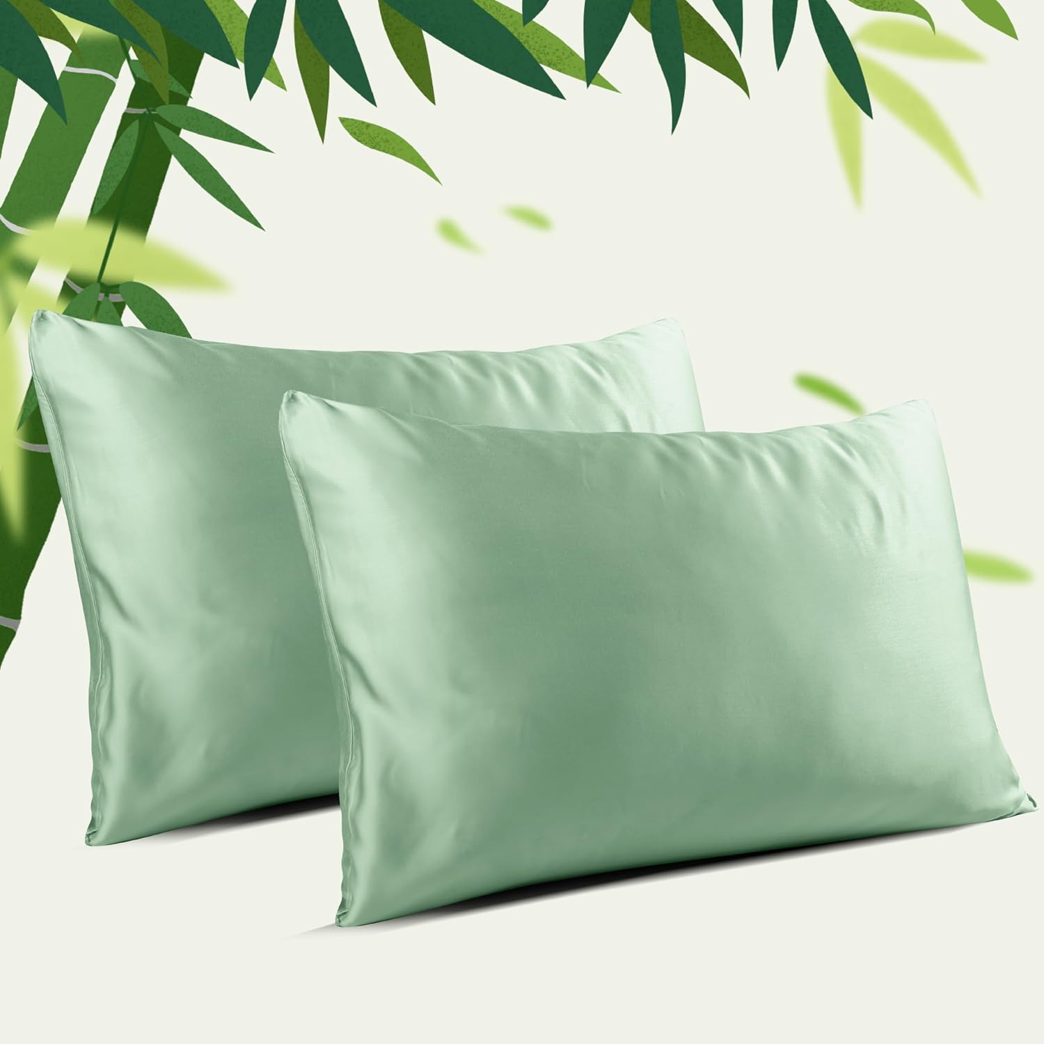 Bamboo Viscose Zippered Pillow Cases Queen Size Set of 2, 400 Thread Count Cooling Pillow Protectors for Hot Sleepers, Luxurious Hotel…