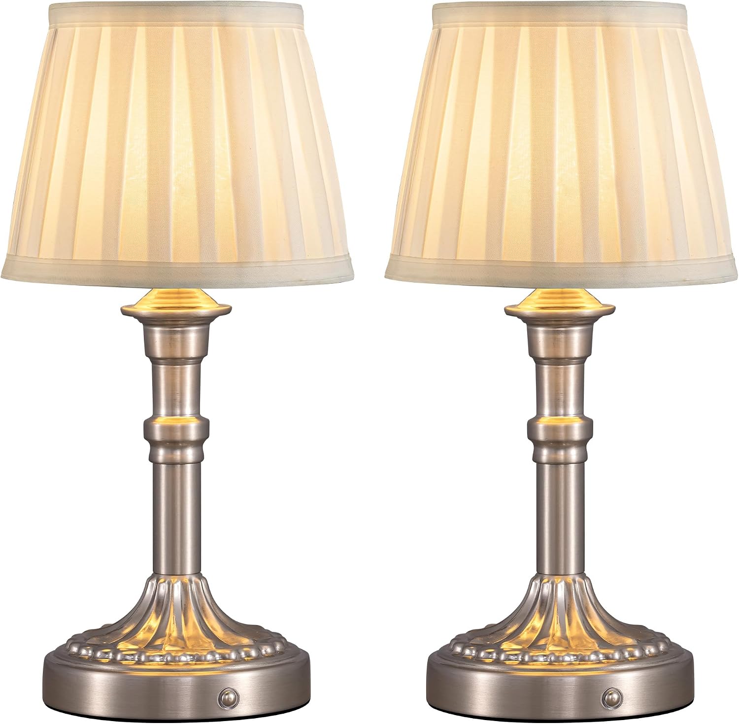 KDG Cordless Portables Table Lamp Set of 2, LED Fabric Shade Small Desk Lamps, 5000mAh Battery Powered Lighting, 2700K Stepless Dimmable…