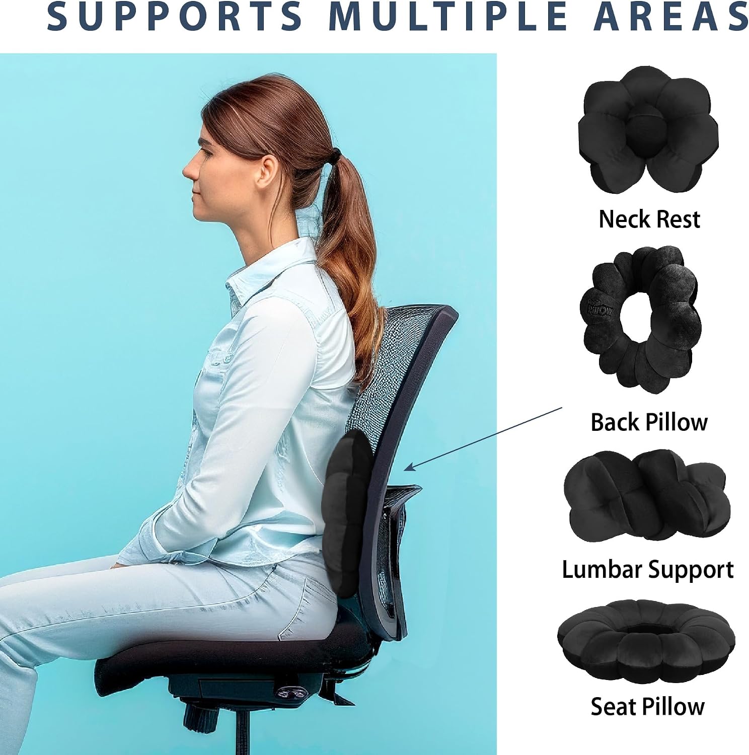 Total Pillow Donut Pillow for Airplane & Travel, Sleeping Neck Pillow, Microbead Comfortable Pillow for Neck, Head, Back, Lumbar & Pelvic…