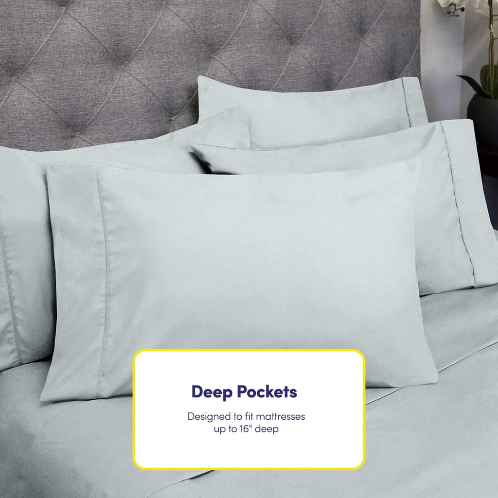 Queen Sheets Blue Porclain - 6 Piece 1500 Supreme Collection Fine Brushed Microfiber Deep Pocket Queen Sheet Set Bedding - 2 Extra Pillow…