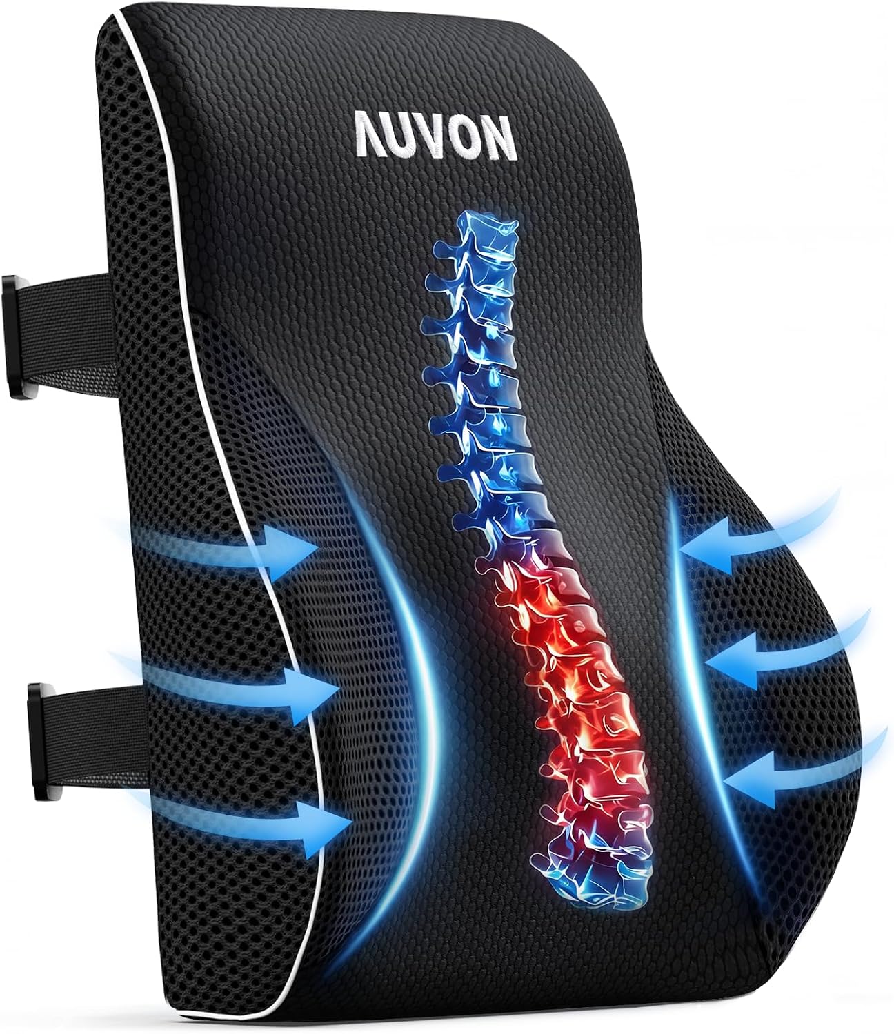 Auvon Lumbar Support Pillow for Office Chair with Patented Bulge for Lower Back Support, Ergonomic Office Home Essentials Improve Posture,…