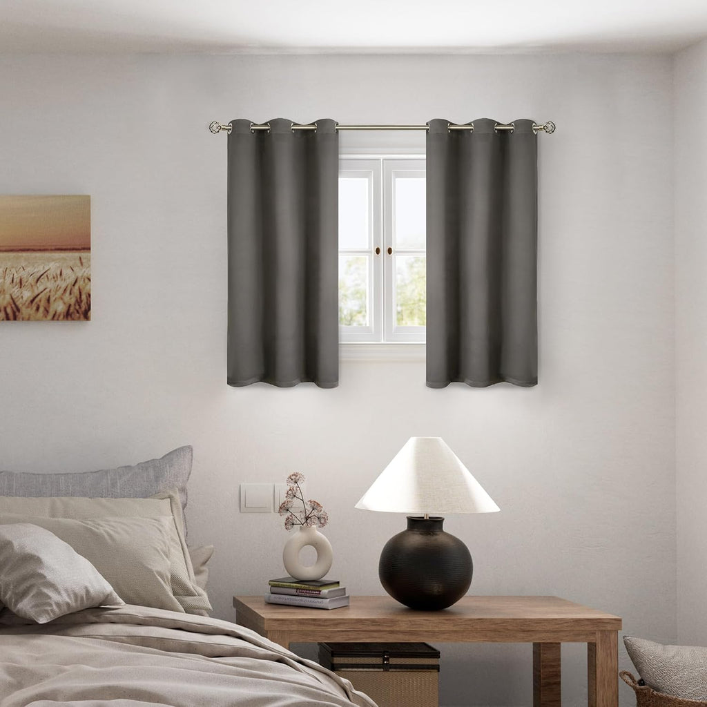 BGment Short 100% Blackout Curtains for Bedroom, Thermal Insulated Energy Efficiency Noise Reducing Grommet Curtains 45 Inch Length with Li…