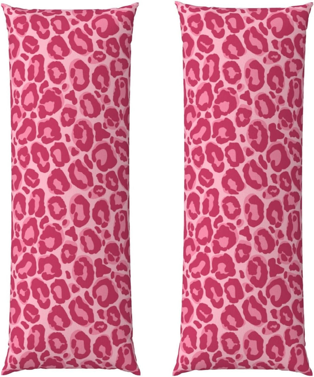 Sovvin Pink Leopard Print Body Pillow Cover Long Pillow Case with Zipper Decorative Soft Cushion Bedding Pillowcase for Couch Bedroo…