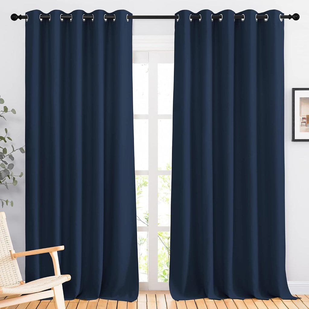 NICETOWN Blackout Curtain Panels 90 - Window Treatment Energy Saving Thermal Insulated Solid Grommet Blackout Drapes for Living Room…