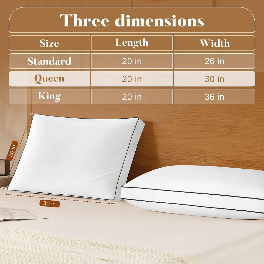 DOWNSTORIA Goose Feather Down Queen Bed Pillows 2 Pack, Luxury Hotel Collection Pillows Set of 2 with Gusset, Down Surrounded Pillow for…