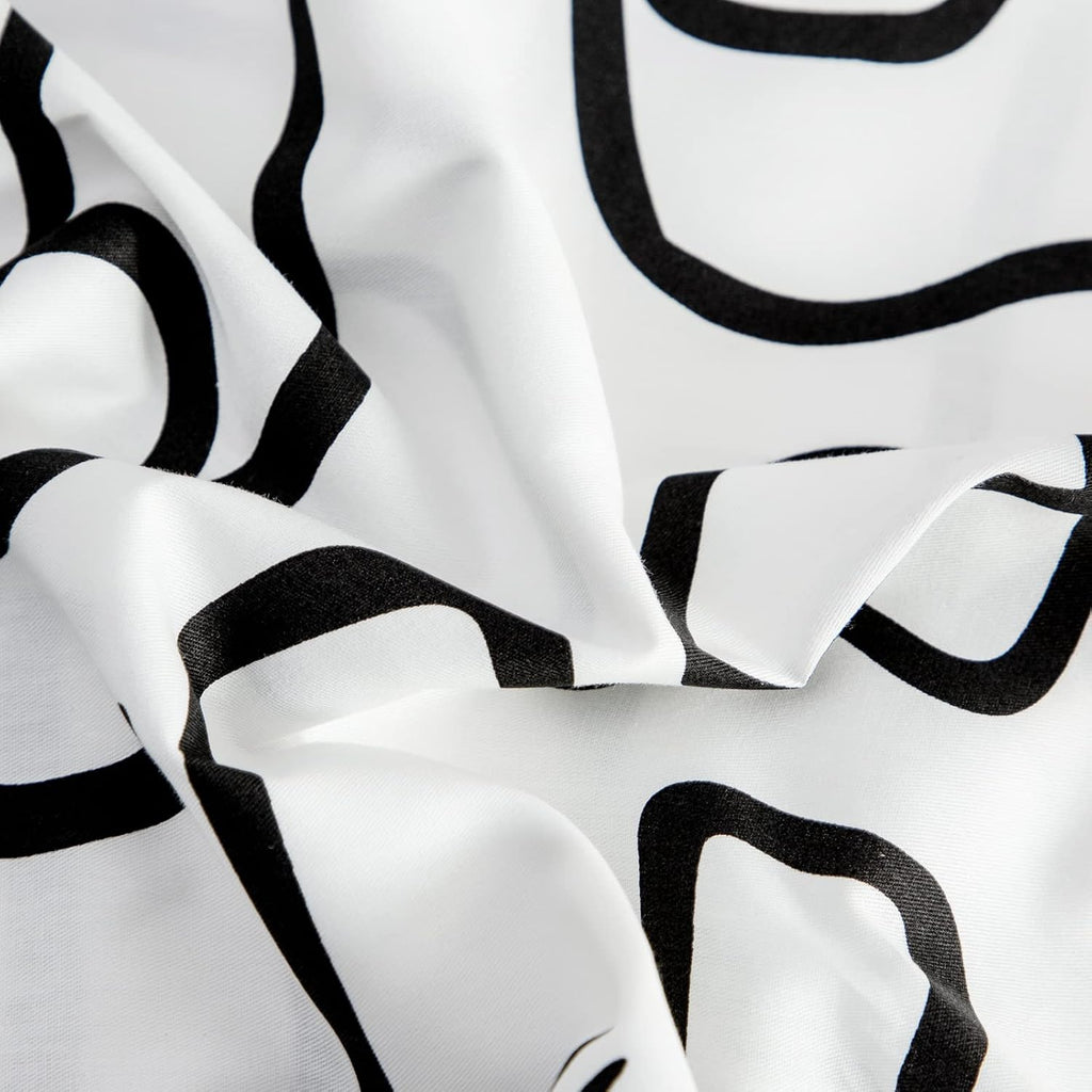YuHeGuoJi Black White Pillow Cases Set of 2 Queen 100% Cotton Geometric Face Print Pillow Covers Decorative Abstract Artistic Striped Pillo…