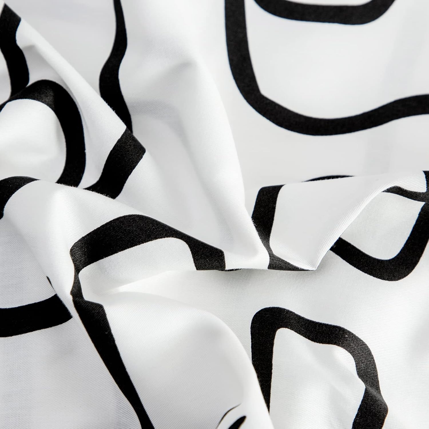 YuHeGuoJi Black White Pillow Cases Set of 2 Queen 100% Cotton Geometric Face Print Pillow Covers Decorative Abstract Artistic Striped Pillo…