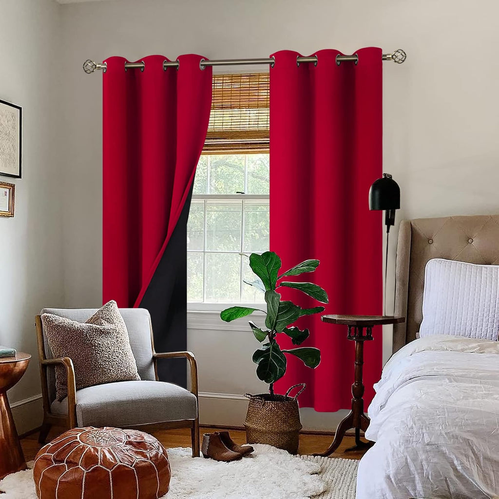 BGment Christmas 100% Blackout Curtains Thermal Insulated with Liner for Living Room Decoration - Grommet Double Layer Energy Saving Bedroo…