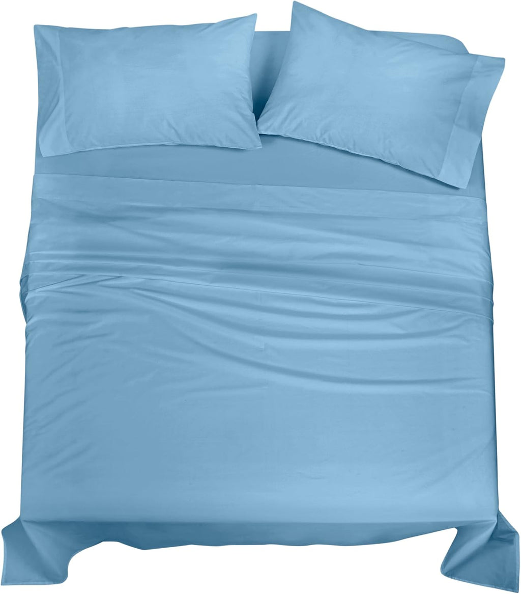 Royalelinens ROYALE LINENS 100% Organic Cotton King Sheet Set - Percale Weave - 4 Pieces Set - 1 Flat, 1 Deep Pocket Fitted Sheet and 2 Pil…