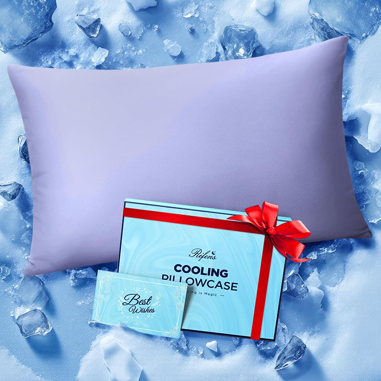 Rifens Ice Cooling Pillowcase for Hot Sleepers, Instantly Cool, Stays Cold All Night, Softer Than Silk Pillow Cases, Pillow Covers with Inv…