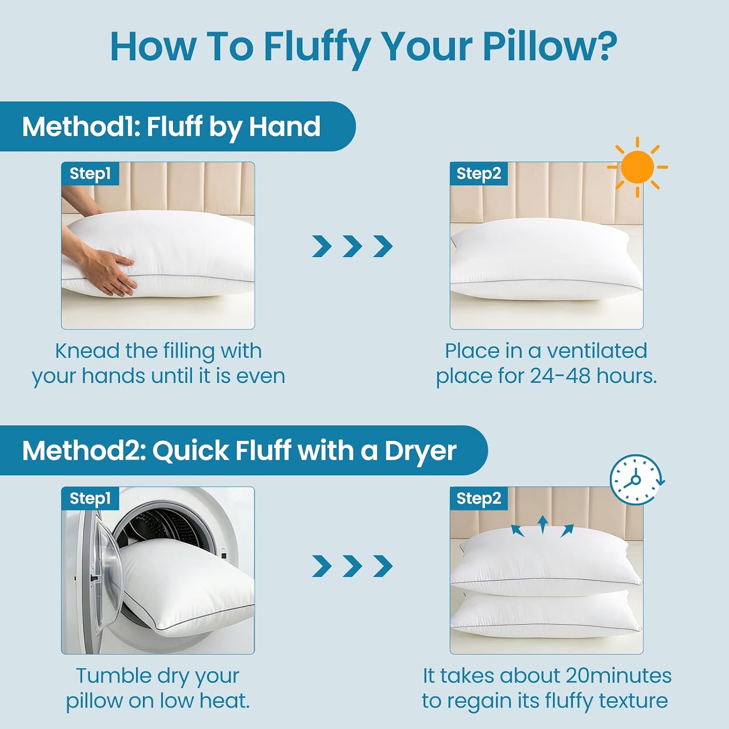 Adjustable Bed Pillows for Sleeping - Pillows Standard Size Set of 2, Soft & Fluffy Down Alternative Fill, Zippered Hotel Quality Pillows…