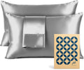PureBedding Pure Bedding Satin Pillowcase 2 Pack - Queen Size (20"x30", Grey) - Silky Pillow Cases for Hair and Skin - Satin Pillow Covers…