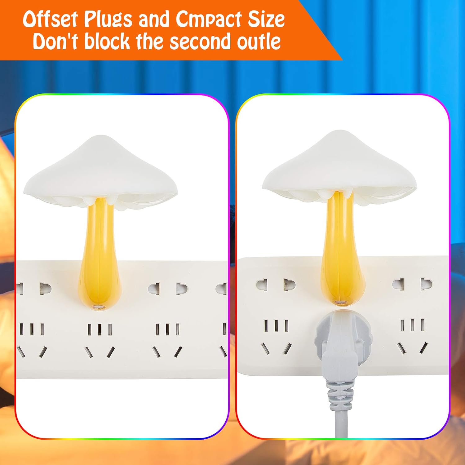 Honoson 4 Pieces Mushroom Night Light LED Night Light Plug in Lamp 7 Color Magic Mini Pretty Mushroom Shaped Lamp Adults(Colorful Light…