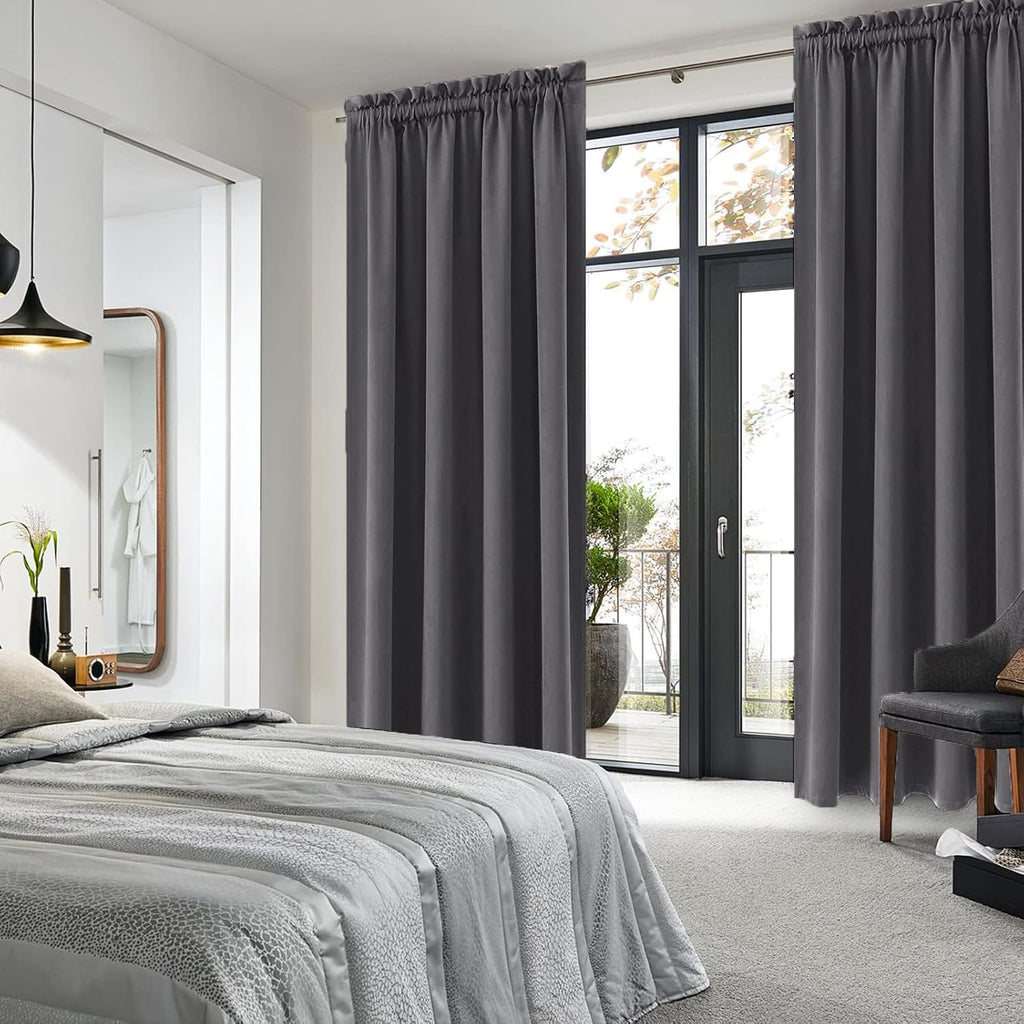 Dwcn Blackout Curtains for Living Room 95 Inch Length 2 Panels Set, Solid Thermal Insulated Energy Saving Rod Pocket Window Treatment Curta…